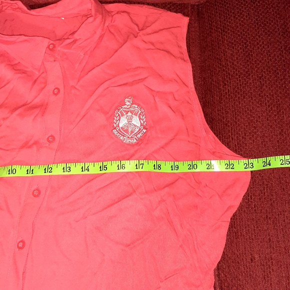 DELTA SIGMA THETA Red Sleeveless Button Up Collared Size XL Shirt SORORITY - Picture 9 of 11